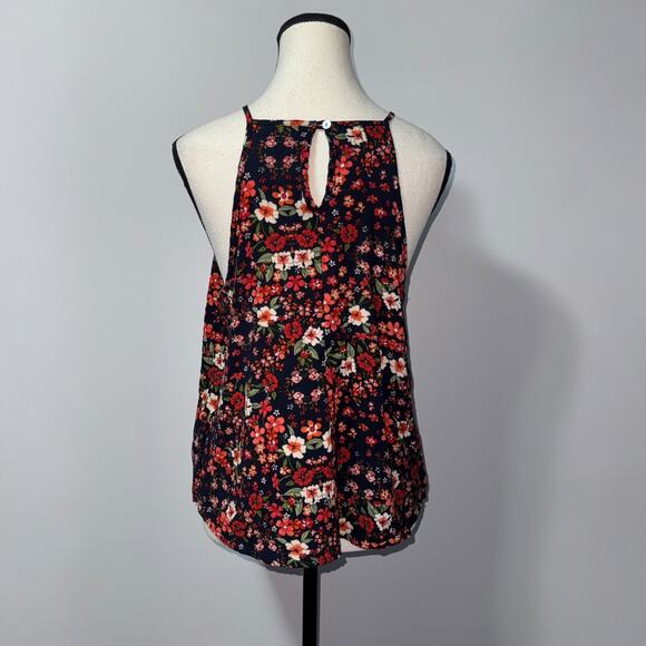 Blu rain Floral tank top blouse with keyhole women's size medium - Picture 6 of 8
